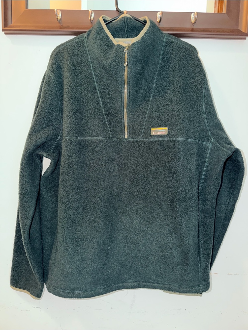 L.L. Bean Men’s Dark Green Fleece Quarter-Zip Pullover Size XL